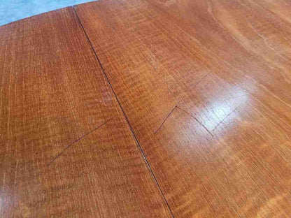 Vintage 20thC round teak pedestal dining table + 4 dining Chairs