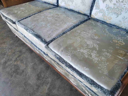 Vintage 20thC bergere 3 seat sofa settee cabriole legs