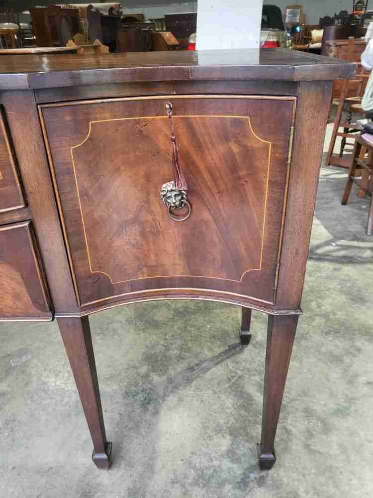 Antique repro serpentine large sideboard cupboard drawers legs