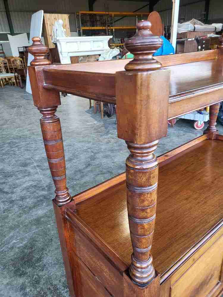 Antique mahogany two tier buffet serving table cupboard