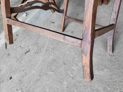 Four antique Georgian ribbon back dining chairs square legs