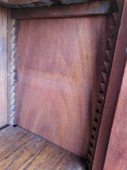 Antique Edwardian glazed bookcase cabinet cabriole legs shelves