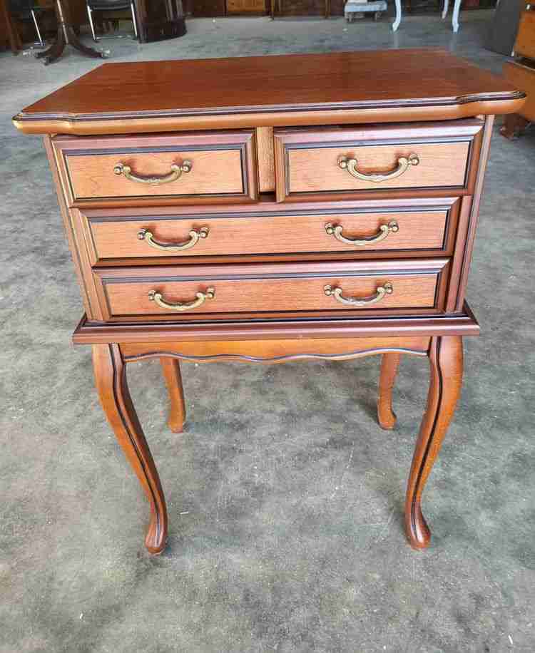Antique repro small side table cutlery collectors 2 over 2 drawers