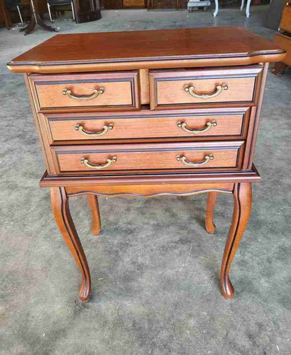 Antique repro small side table cutlery collectors 2 over 2 drawers