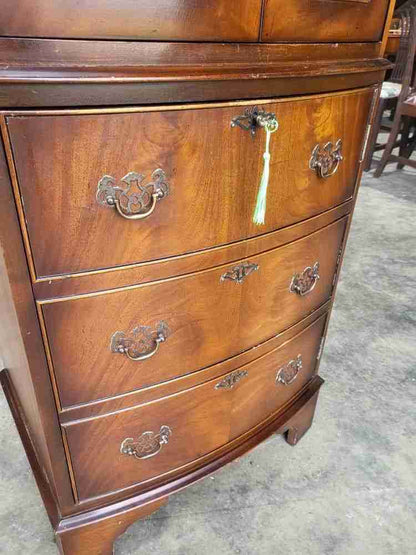 Antique repro mahogany small slim cocktail cabinet desk cupboard bureau