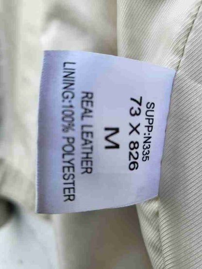 Men's cream leather biker jacket 42" M