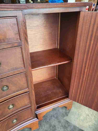 Antique repro small break front sideboard cupboard drawers