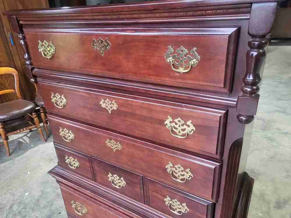 Antique repro tall 4 over 2 chest of drawers chest on chest