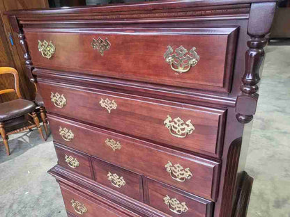 Antique repro tall 4 over 2 chest of drawers chest on chest