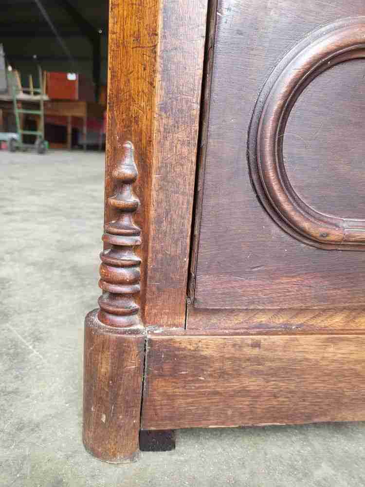 Antique 2 over 3 chest of drawers carved fruit handles