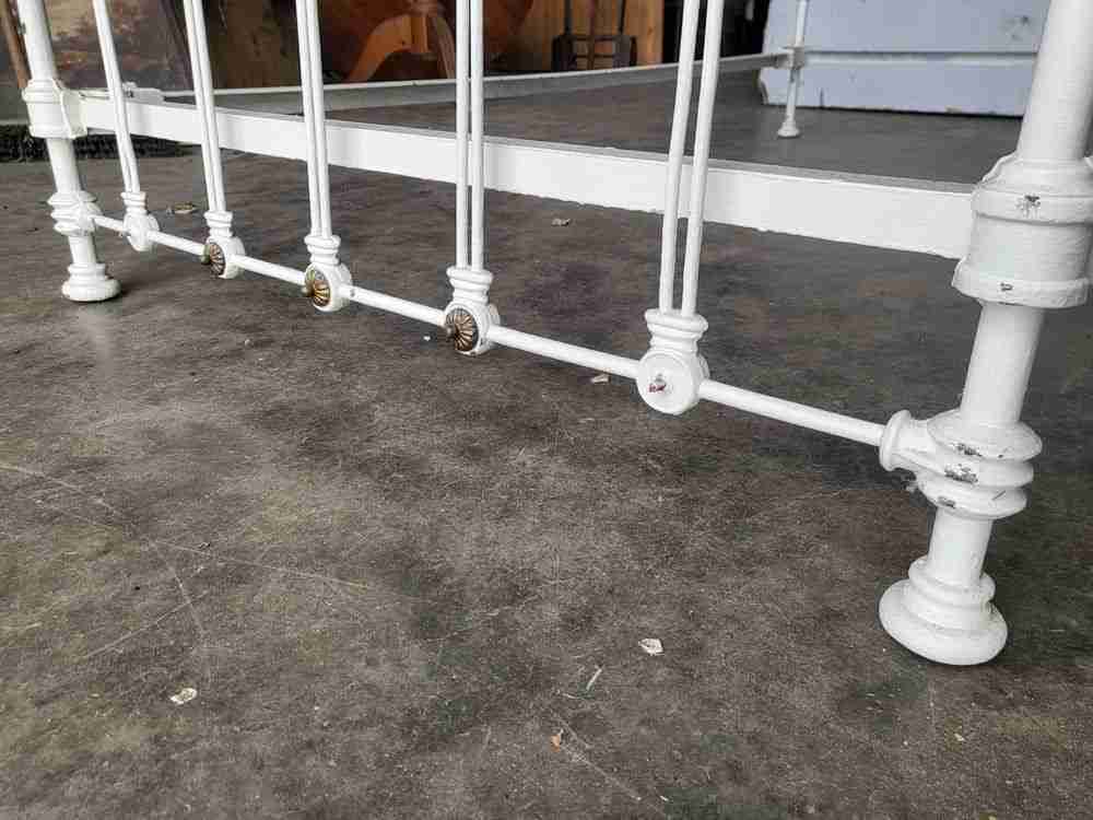 Antique Victorian single white cast iron bed frame
