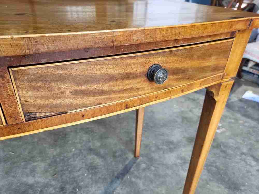 Antique Edwardian bow front 2 drawer writing table desk