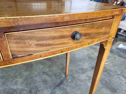 Antique Edwardian bow front 2 drawer writing table desk