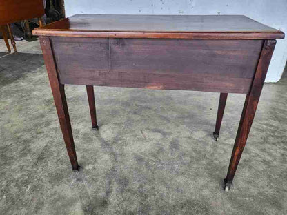 Antique Edwardian inlaid small single drawer hall serving table