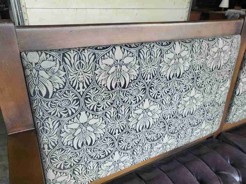 Large 8' leather seat high back bench seat turned legs home business