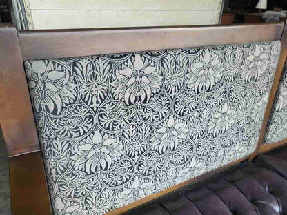 Large 8' leather seat high back bench seat turned legs home business