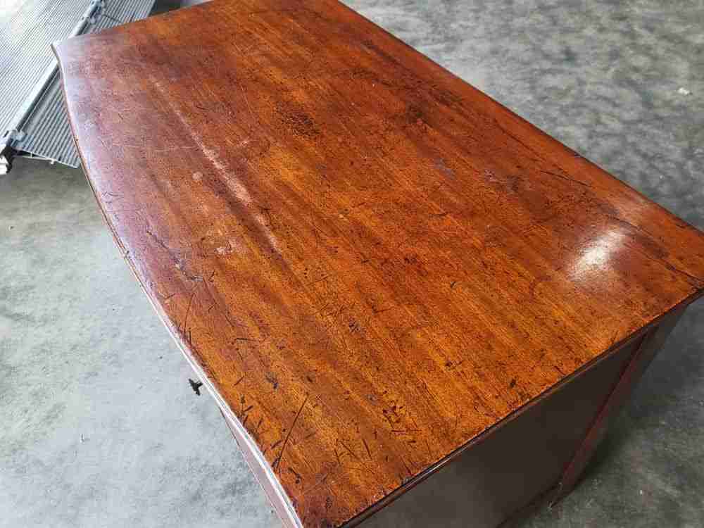 Antique Edwardian low bow front small chest of drawers with cupboard