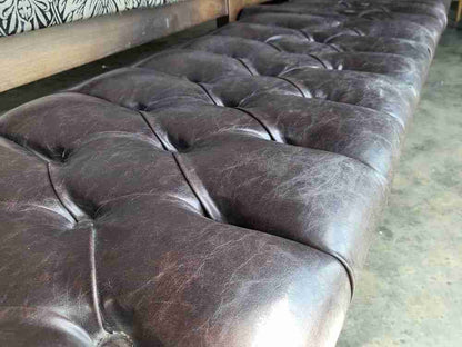 Large 8' leather seat high back bench seat turned legs home business