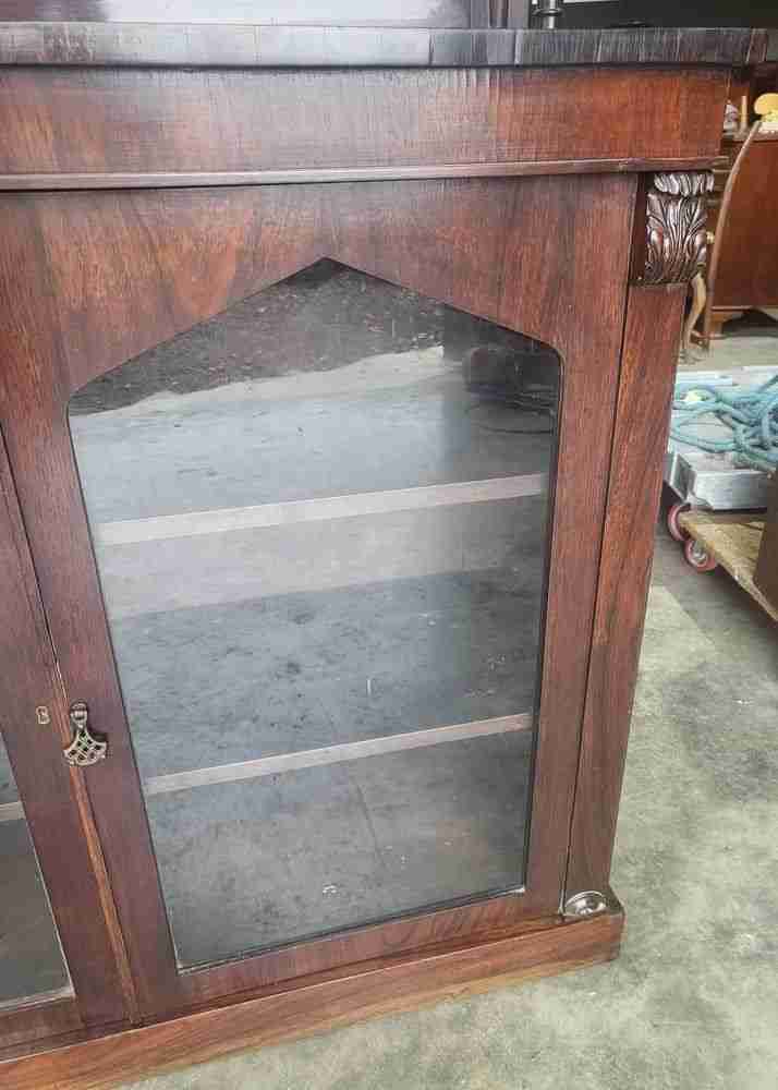 Antique Victorian small rosewood chiffonier sideboard glazed doors gallery