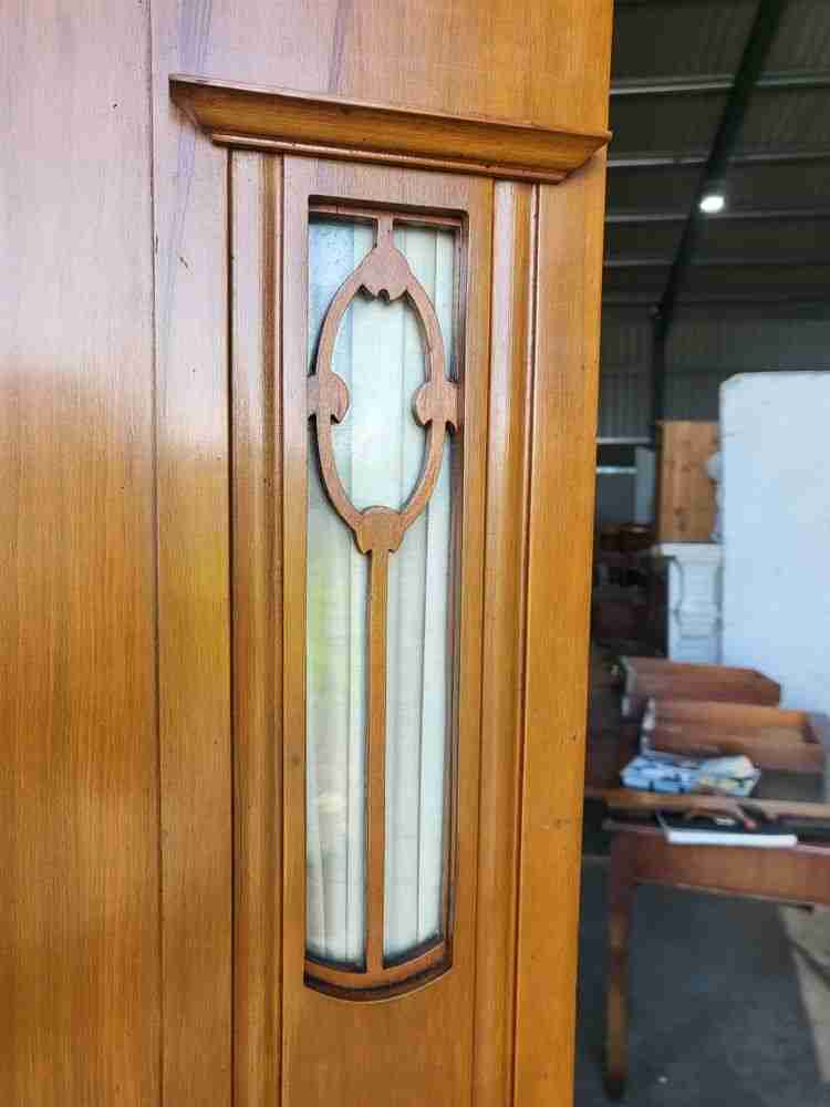 Antique art nouveau walnut single wardrobe mirrored door