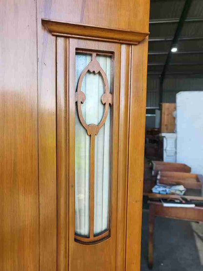 Antique art nouveau walnut single wardrobe mirrored door