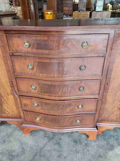 Antique repro small break front sideboard cupboard drawers