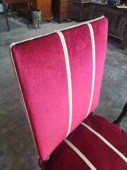 4 vintage 20thC oak barley twist bergere dining chairs padded