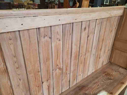 20thC Stripped pine high back panelled bench kitchen country farmhouse seat