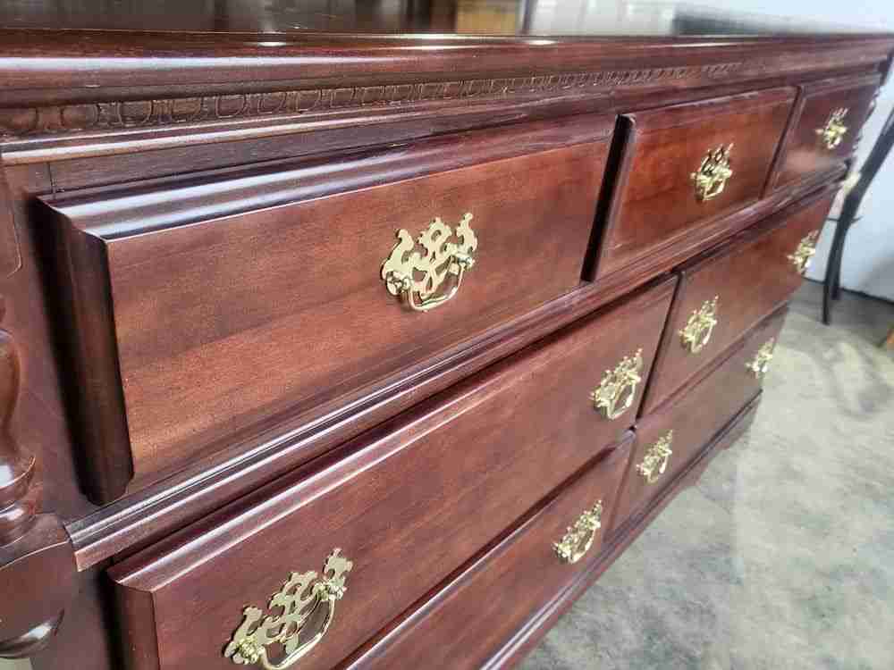 Antique repro low long chest of drawers 3 over 4