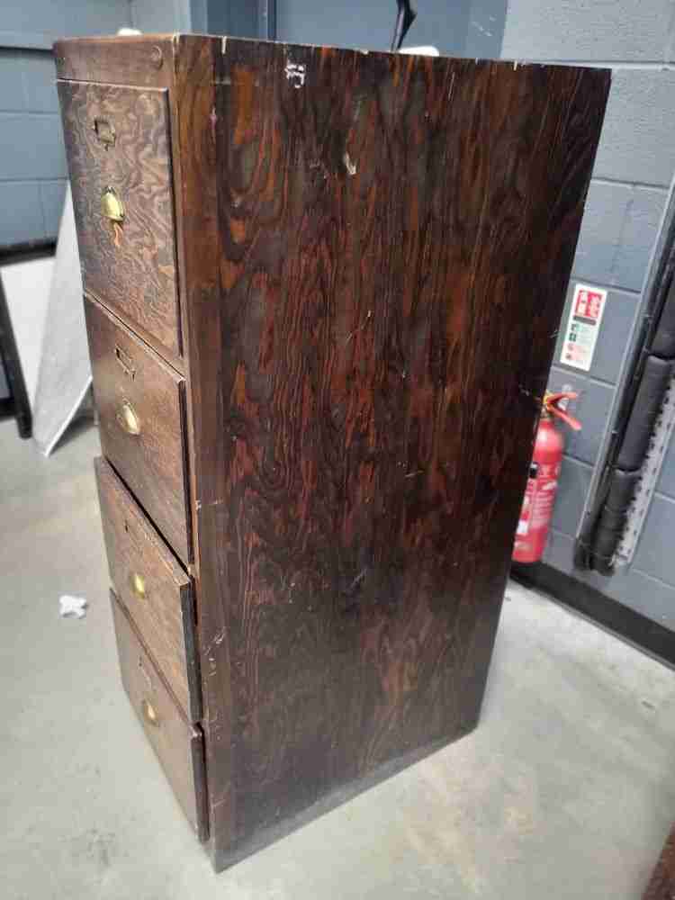 20thC wooden large tall 4 x drawer filing cabinet drawers