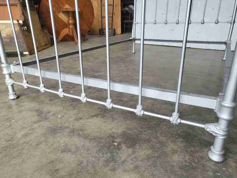 Antique Victorian cast iron small double bed frame + base