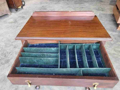 Antique mahogany tall cutlery hall table Drawer cabriole legs pad feet