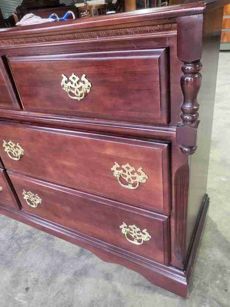 Antique repro low long chest of drawers 3 over 4