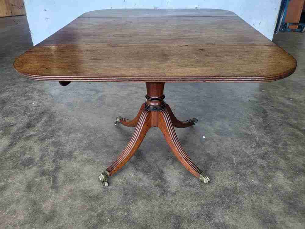 Antique Georgian pedestal drop leaf occasional dining table drawers