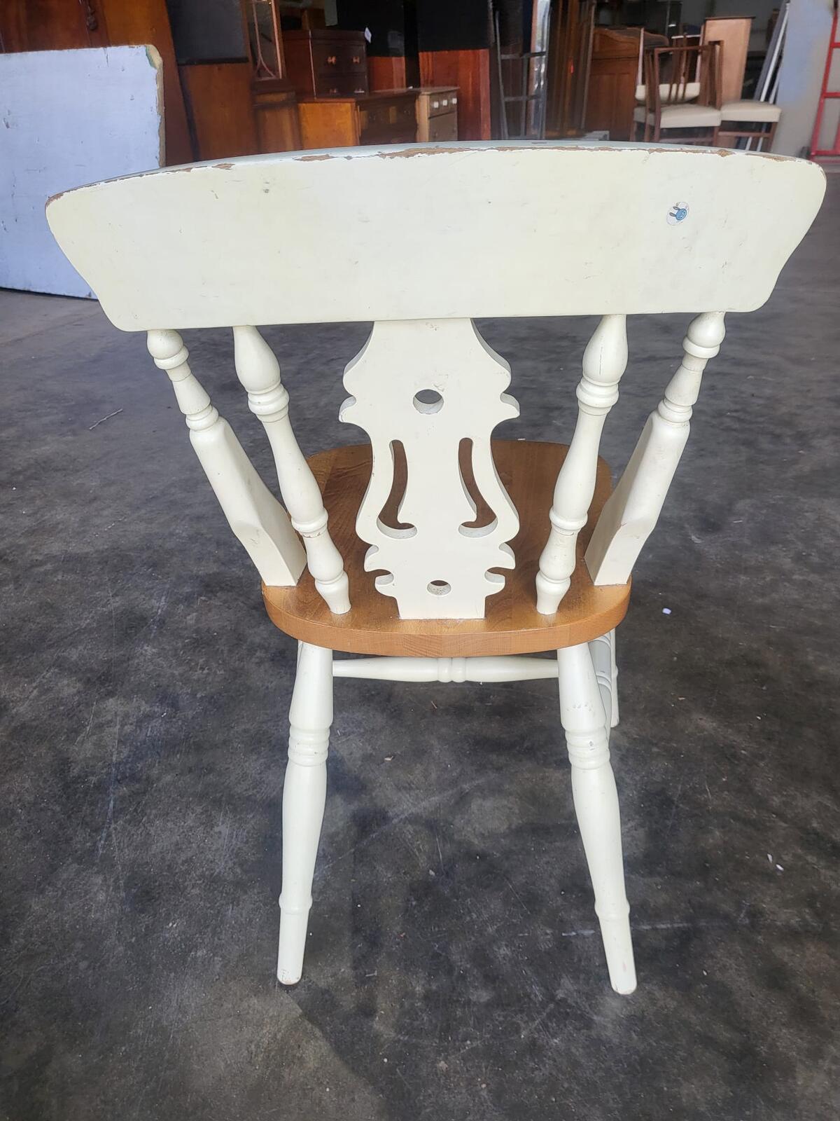 Four 4 painted wood kitchen country dining chairs