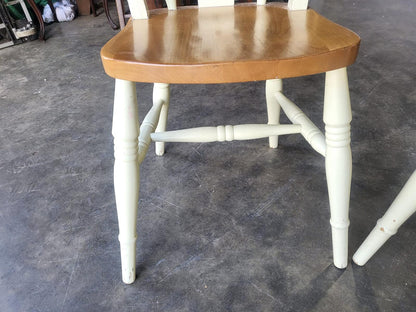 Four 4 painted wood kitchen country dining chairs