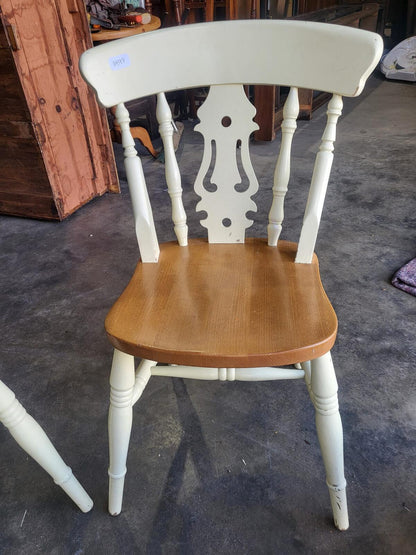 Four 4 painted wood kitchen country dining chairs