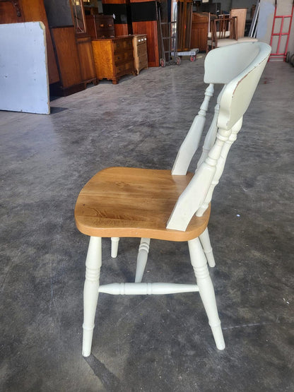 Four 4 painted wood kitchen country dining chairs