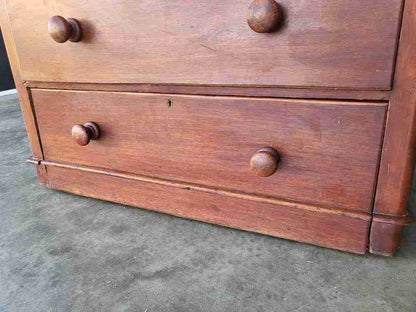 Antique Victorian mahogany 2 over 3 chest of drawers knob handles