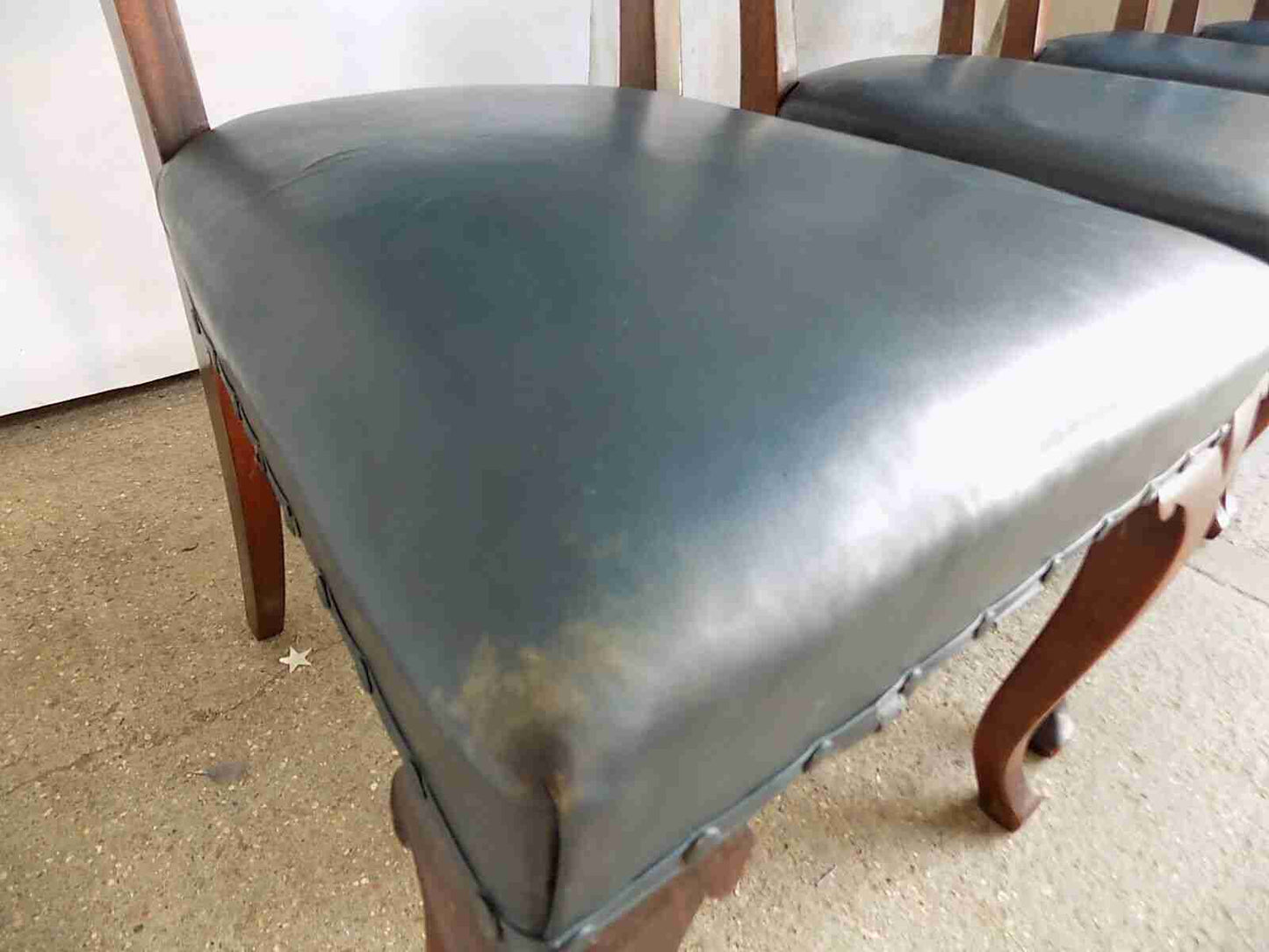 4 blue leather large mahogany dining chairs cabriole legs office chairs chair