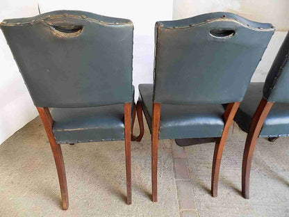 4 blue leather large mahogany dining chairs cabriole legs office chairs chair