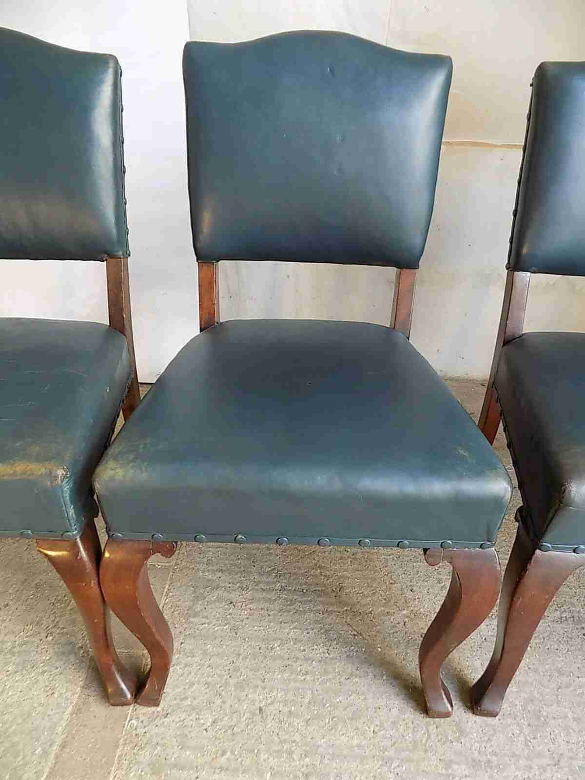4 blue leather large mahogany dining chairs cabriole legs office chairs chair