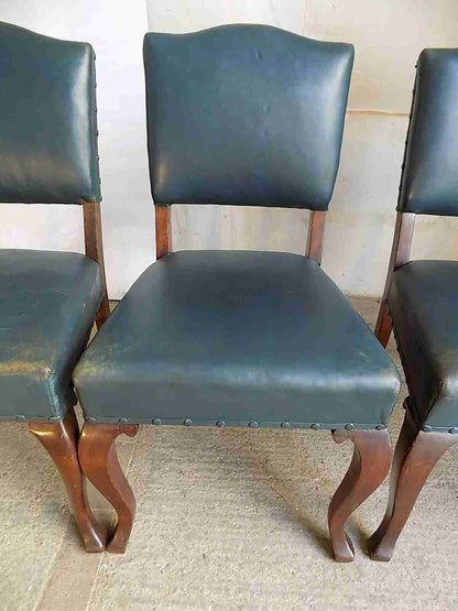 4 blue leather large mahogany dining chairs cabriole legs office chairs chair