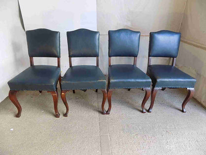 4 blue leather large mahogany dining chairs cabriole legs office chairs chair