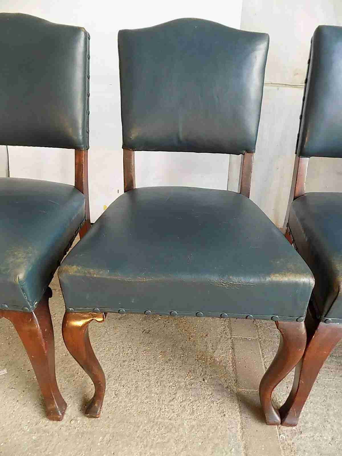 4 blue leather large mahogany dining chairs cabriole legs office chairs chair