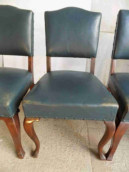 4 blue leather large mahogany dining chairs cabriole legs office chairs chair