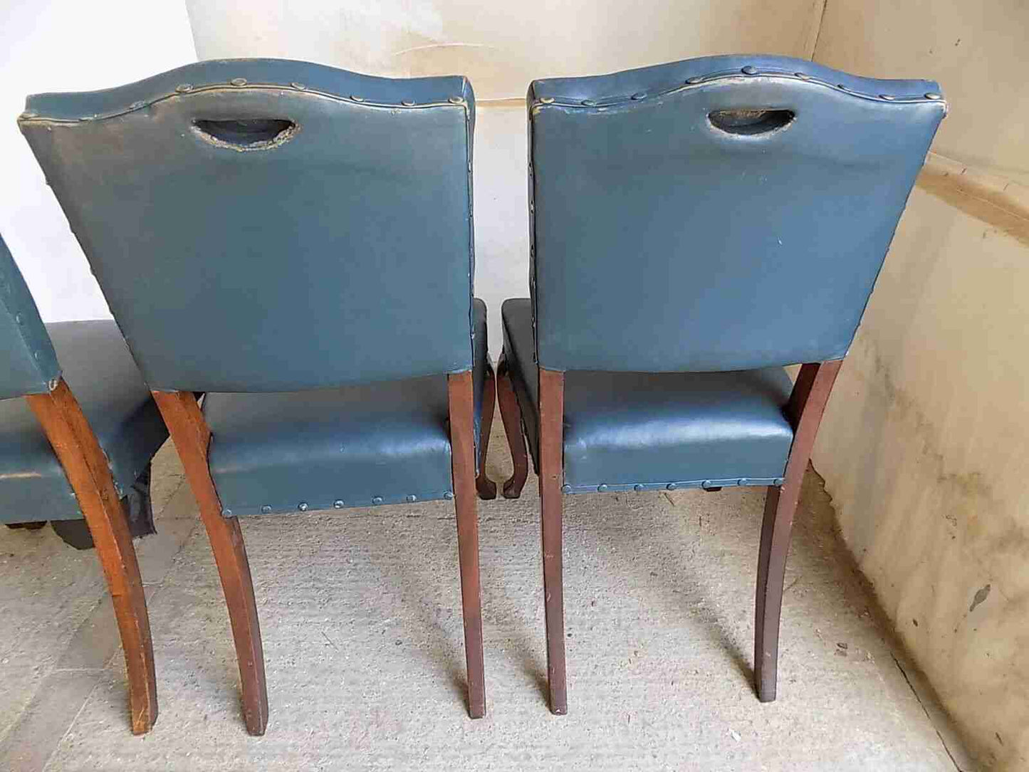 4 blue leather large mahogany dining chairs cabriole legs office chairs chair