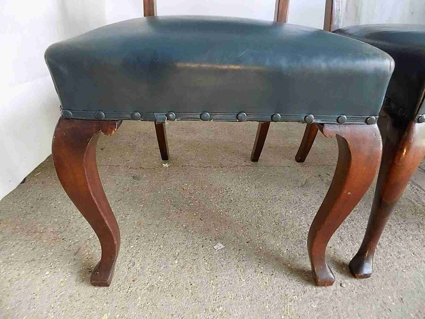 4 blue leather large mahogany dining chairs cabriole legs office chairs chair