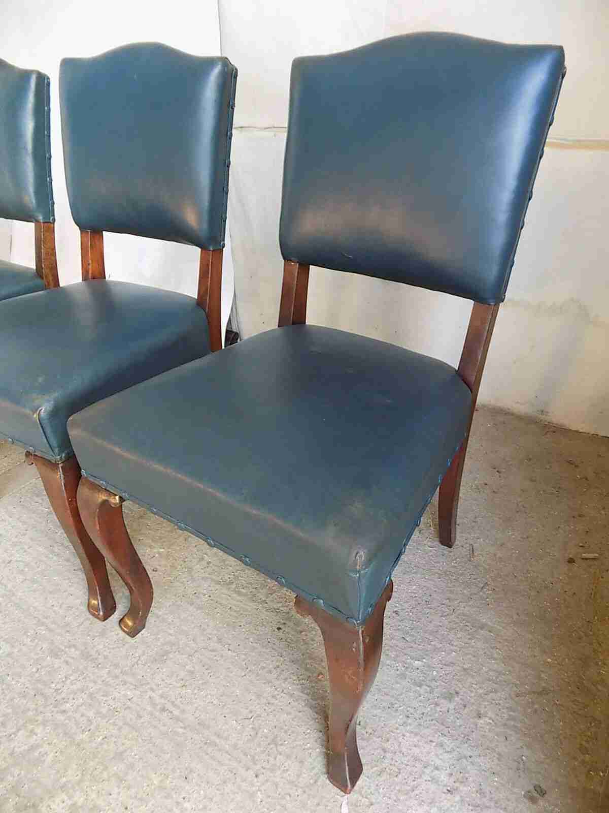 4 blue leather large mahogany dining chairs cabriole legs office chairs chair