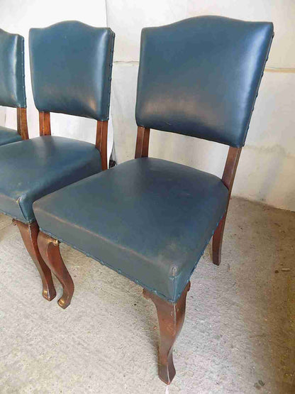 4 blue leather large mahogany dining chairs cabriole legs office chairs chair